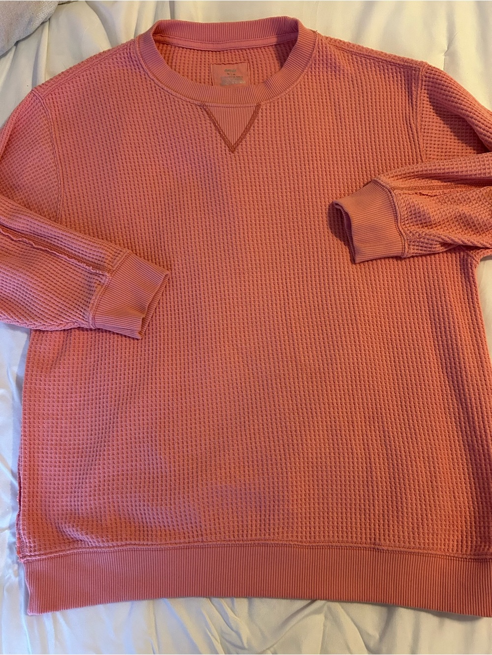 AERIE Waffle Knit Crewneck Sweater - Brown & pinkish peach - Picture 9 of 9